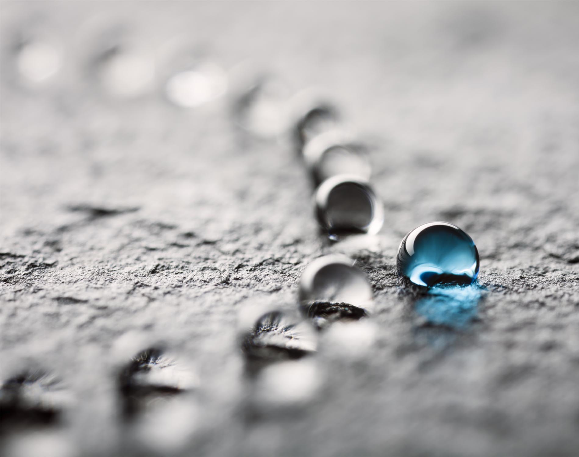 Water drops on black slate