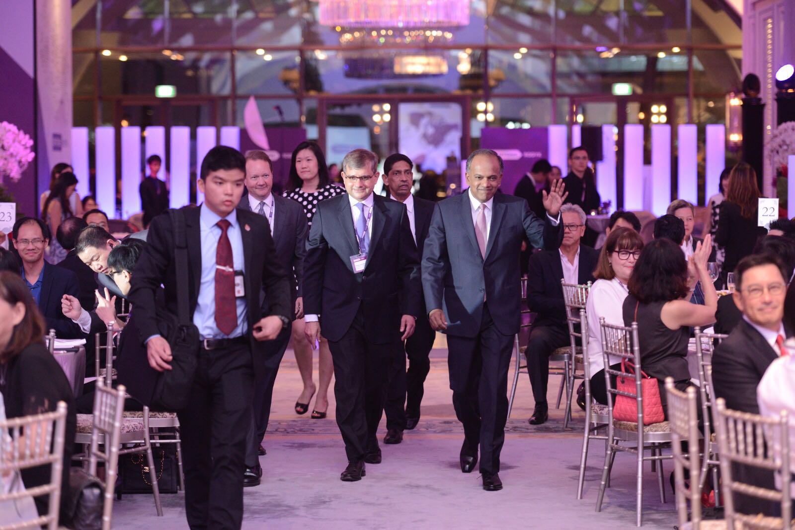 Dentons Global Chairman, Joe <p>Andrew and Philip Jeyaretnam, SC, Dentons Rodyk Regional CEO walking in with Guest-of-Honour, Minister of Home Affairs and Law, Mr K Shanmugam